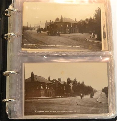 Lot 531 - Stockton-on-Tees. An album housing mainly street scenes, many real photographic, including Yarm...