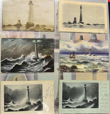 Lot 542 - Lighthouses and Lightships. Just under five hundred unused and used cards in two large blue albums.