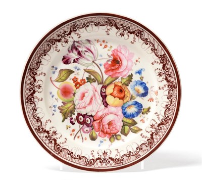 Lot 25 - A Swansea Porcelain Plate, circa 1815, painted in the manner of William Pollard with a full...