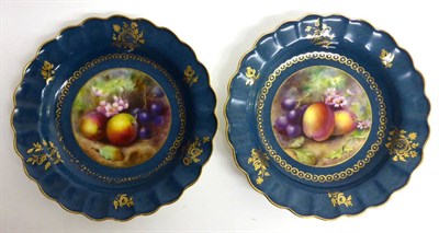 Lot 48 - A Pair of Royal Worcester Porcelain Dessert Plates, 1911, painted by Harry Martin with still...