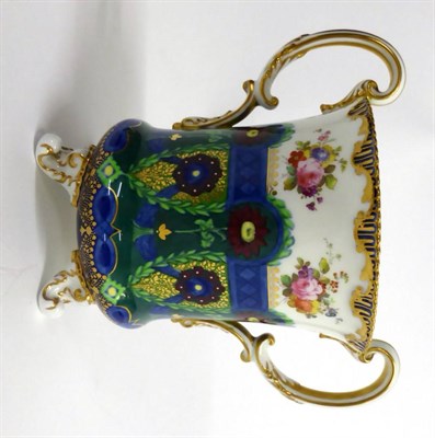 Lot 57 - A Royal Crown Derby Porcelain Loving Cup, 1913, painted by Albert Gregory with flower sprigs...