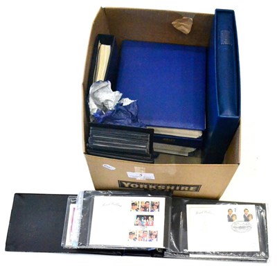 Lot 4 - A Box of miscellaneous stamps including Jersey mint 1969 to 1993 in a boxed Lindner album. Also...