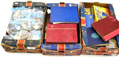 Lot 6 - Two Boxes containing world collections in albums and a number of stockbooks. Also old...