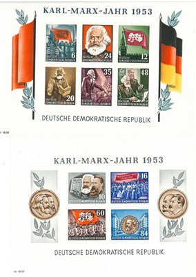 Lot 195 - Germany - East. 1953 Karl Marx Anniversary. Set of two M/S's unmounted