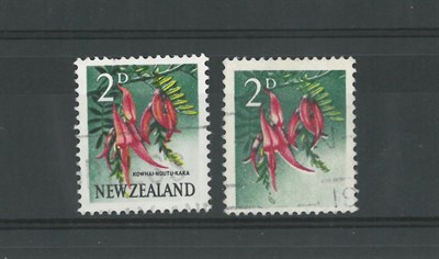 Lot 239 - New Zealand. 1960 2d Kowhai Ngutu-kaka fine used with variety black omitted. Normal for...