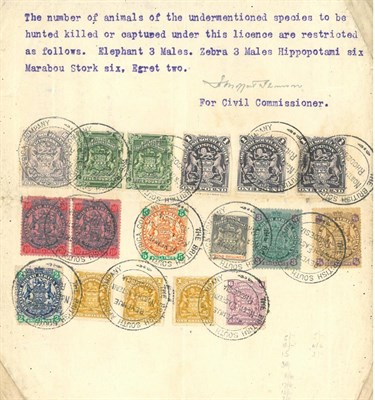 Lot 252 - Rhodesia. A September 1905 Game Licence, issued by the British South Africa Company to Capt....