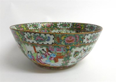 Lot 100 - A Cantonese Porcelain Punch Bowl, mid 19th century, typically painted in famille rose enamels...
