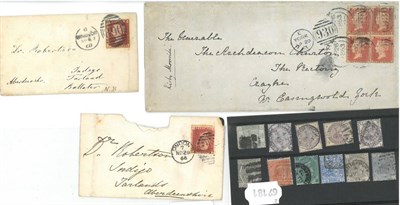 Lot 280 - Great Britain. Three Queen Victoria covers 1863 to 1868. Two bearing 1858 to 1879 1d reds , the...