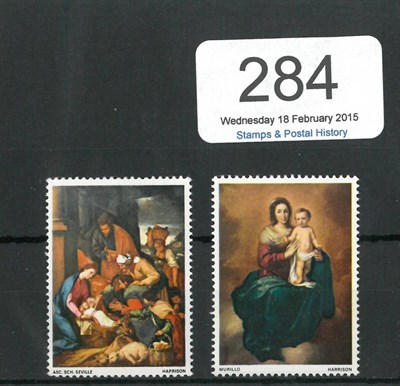 Lot 284 - Great Britain. 1967 Christmas 3d and 4d, both with gold omitted (value and Queen's head). Unmounted