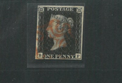 Lot 345 - Great Britain. 1840 1d Black, plate 2. Four margins, used with red Maltese cross