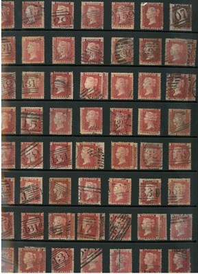 Lot 356 - Great Britain. 1858 to 1879 1d reds. Full set of used plates (less plate 77). Includes Plate 225