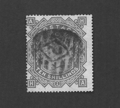 Lot 361 - Great Britain. 1878 10s greenish grey H-A, centred to left with blunt perfs at top not...