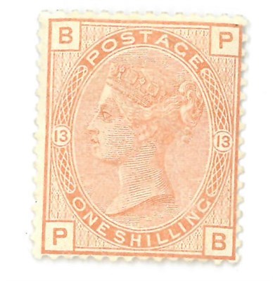 Lot 363 - Great Britain. 1881 1s Orange brown P-B plate 13, fresh mint