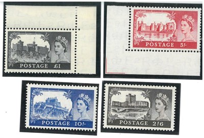 Lot 383 - Great Britain. 1955 high value, unmounted Castle set, with 5s and 10s corners