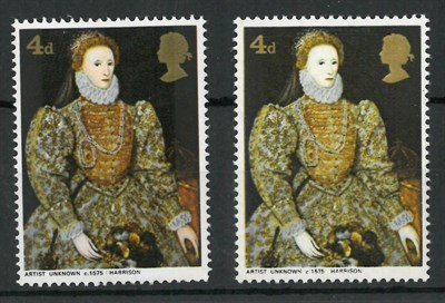 Lot 384 - Great Britain. 1958 British paintings 4d with vermilion omitted. Normal for comparison