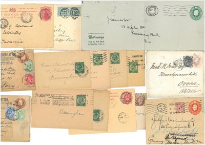 Lot 428 - Great Britain.  Fifteen Queen Victoria to King George V Postal stationery covers used.  A...