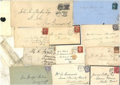 Lot 435 - Great Britain.  1859-1902 ten covers, entires or outer letter sheets.  Includes 1859 usage of...