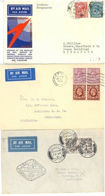 Lot 439 - Great Britain.  Three Airmail covers.  April 1931 cover to Sydney bearing 2s6d Seahorse, with...