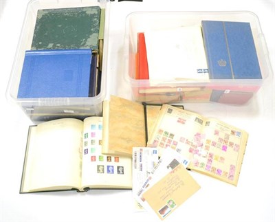 Lot 5 - Two Clear Plastic Containers containing an assortment of all world in albums and loose