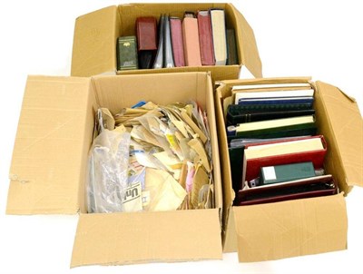 Lot 42 - Four Boxes. Three housing a range of world issues in albums, binders, stockbooks etc. A further box