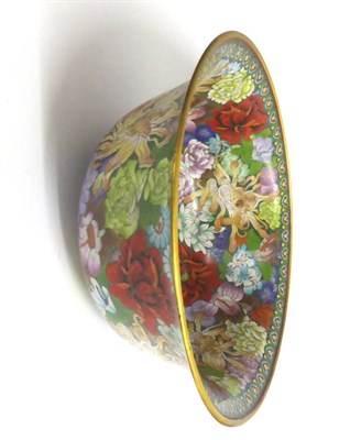Lot 130 - A Japanese Cloisonné Enamel Bowl, circa 1900, decorated with flowerheads below a formal...