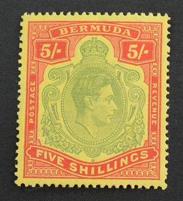 Lot 159 - Bermuda.  1942 5s Bronze green and carmine red on pale yellow. Good mint