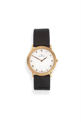 Lot 143 - An 18ct Gold Wristwatch, signed Blancpain, model: Villeret, No.3093, circa 2005, (calibre 21) lever