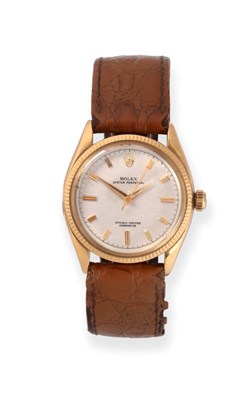 Lot 145 - An 18ct Gold Automatic Centre Seconds Wristwatch, signed Rolex, Oyster Perpetual, Officially...