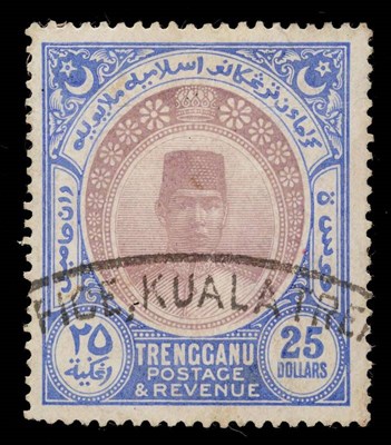 Lot 221 - Malayan States - Trengganu. 1921 to 1941 $25 purple and blue used