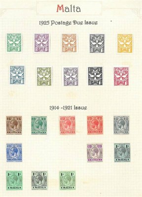 Lot 223 - Malta. 1885 to 1953 mint and used collection on loose album pages