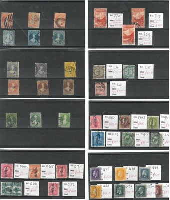 Lot 228 - New Zealand. Seven stockcards holding a range of used from 1857 Chalon heads (15) to 1915. Includes