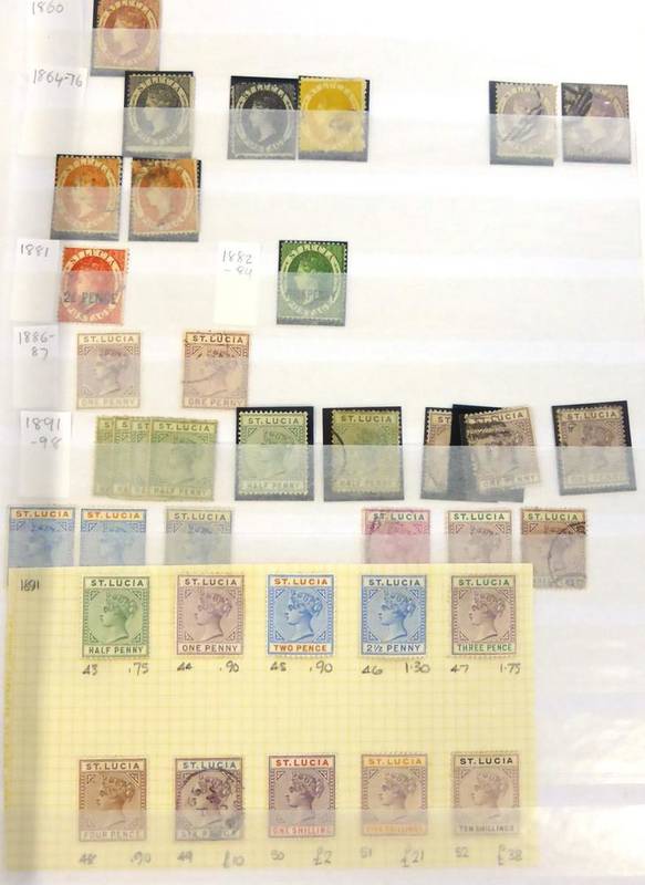 Lot 242 - St. Lucia. A mint and used collection, with duplication in a blue stockbook. Includes various Queen
