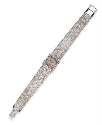 Lot 155 - An 18ct White Gold Diamond Set Wristwatch, signed Beuche Girod, 1962, lever movement signed,...