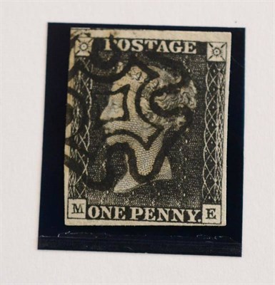 Lot 314 - Great Britain. 1840 1d black M-E, plate 6. Good used with black Maltese cross, from the second...