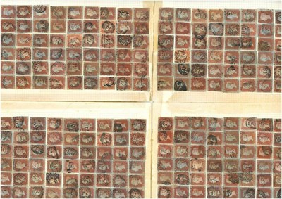 Lot 319 - Great Britain. 1841 1d red used, reconstructed sheet. Majority four margins