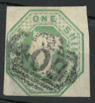 Lot 322 - Great Britain. 1847 1s pale green, cut square with three margins, used