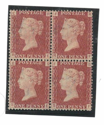 Lot 324 - Great Britain. 1857 1d rose red SE/SF, plate 89 unmounted block of four