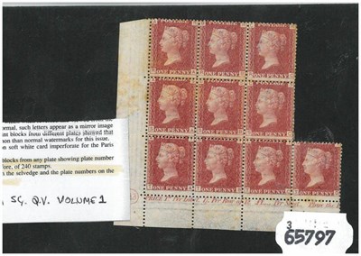 Lot 326 - Great Britain. 1858 - 1879 1d red, plate 113, mint,  bottom left corner block of ten, with...