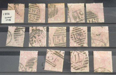 Lot 330 - Great Britain. Full set of the 1873 to 1880 2 1/2d rosy mauve, used. Condition variable