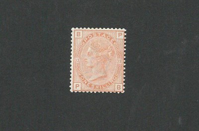 Lot 334 - Great Britain. 1881 1s orange brown P-B plate 13, fresh mint