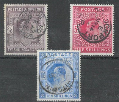Lot 344 - Great Britain. 1902 2s6d to 10s used