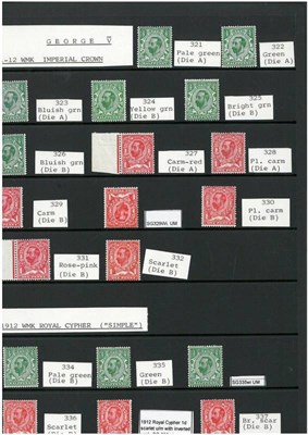 Lot 353 - Great Britain. 1911 to September 1912 superb unmounted mint collection. Includes shades, dies,...
