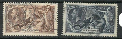 Lot 364 - Great Britain. 1934 2s6d and 10s Sea horses, used