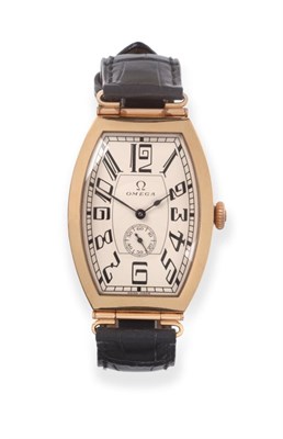 Lot 165 - An 18ct Gold Limited Edition Tonneau Shaped Automatic Wristwatch, signed Omega, model: The...