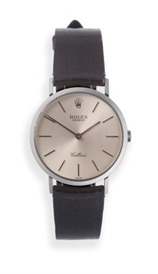 Lot 166 - An 18ct White Gold Wristwatch, signed Rolex, model: Cellini, ref: 4112, circa 1995, (calibre...
