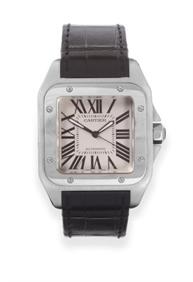 Lot 175 - A Stainless Steel Oversized Automatic Centre Seconds Wristwatch, signed Cartier, model: Santos 100