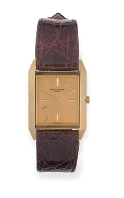 Lot 185 - An 18ct Gold Wristwatch, signed Patek Philippe, Geneve, ref: 3572, circa 1968, (calibre 175)...