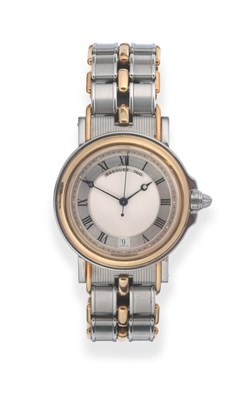 Lot 192 - A Steel and Gold Automatic Calendar Centre Seconds Wristwatch, signed Breguet, model: Horloger...