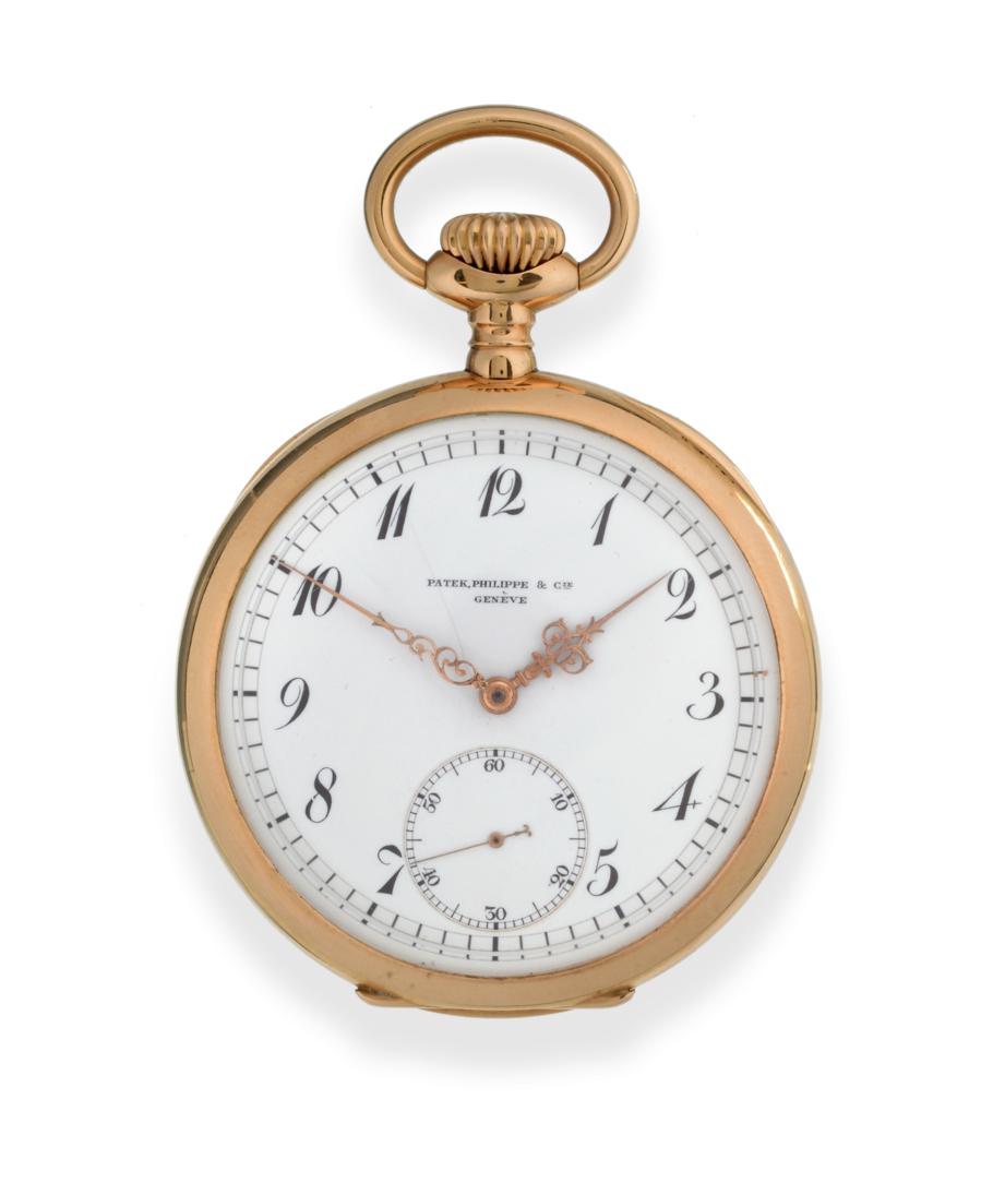 Lot 205 - An 18ct Gold Open Faced Pocket Watch, signed Patek Philippe & Cie, Geneve, circa 1902, frosted gilt