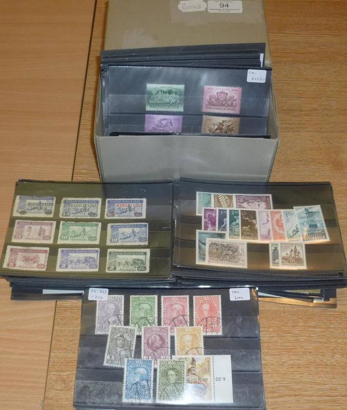 Lot 94 - A Range of European and Overseas Countries singles, sets housed in over eighty stockcards. Includes